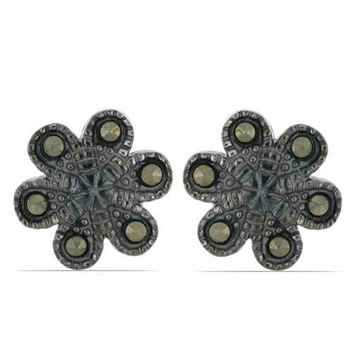 BUY 925 SILVER AUSTRIAN MARCASITE FLOWER EARRINGS